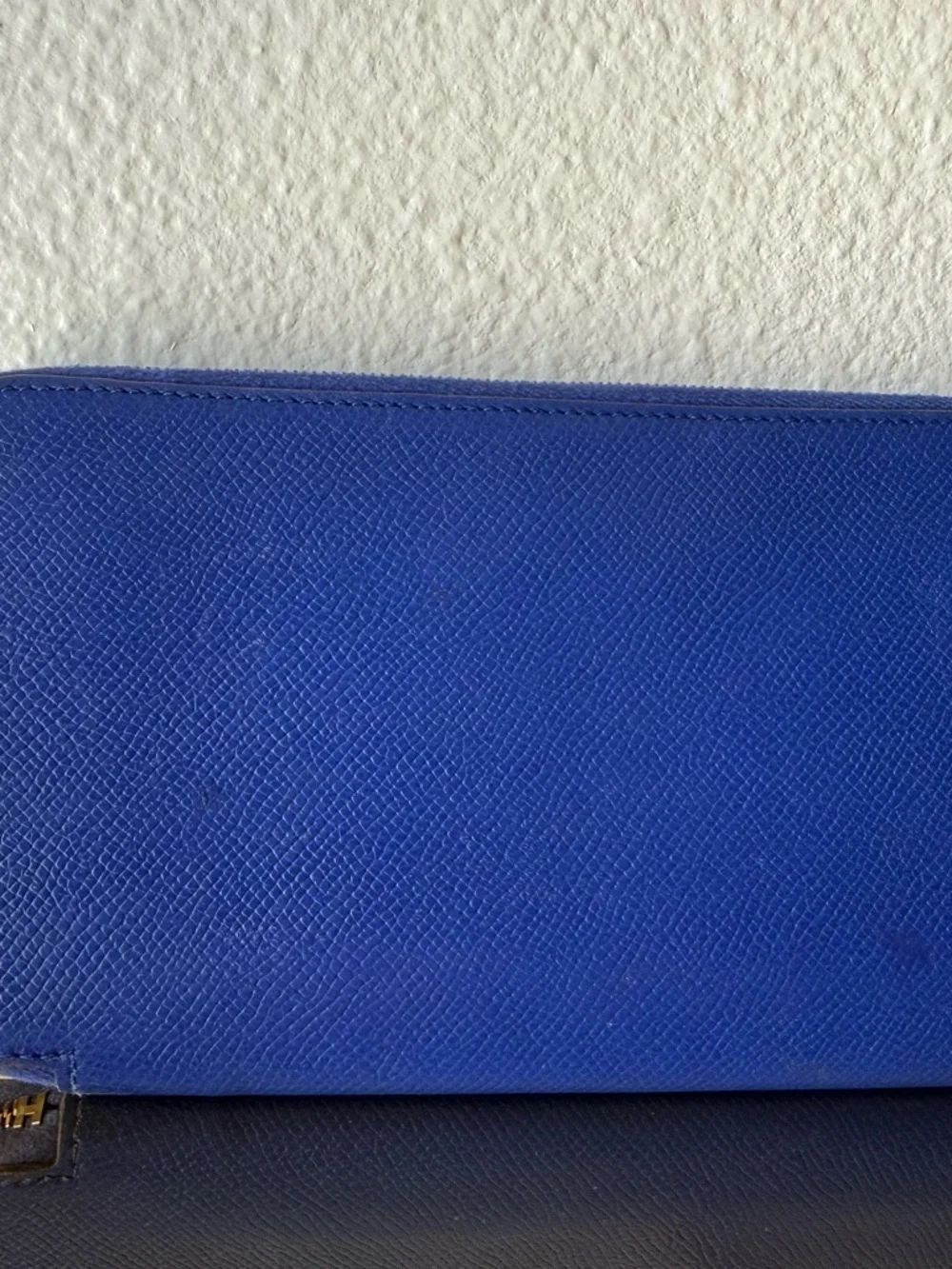 HERMES Blue Leather Zip Wallet Clutch - Picture 10 of 13